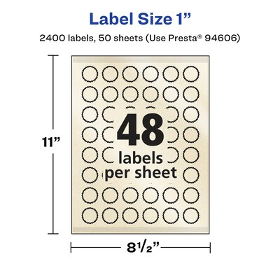 Avery Pearlized Ivory Burst Multipurpose Labels, 1", Ivory, 2400/Box (94606)
