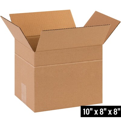 10 x 8 x 8 Multi-Depth Shipping Boxes, 32 ECT, 25/Pack (BS100808MD)