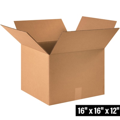 16 x 16 x 12 Shipping Boxes, 32 ECT, Brown, 25/Bundle (161612)