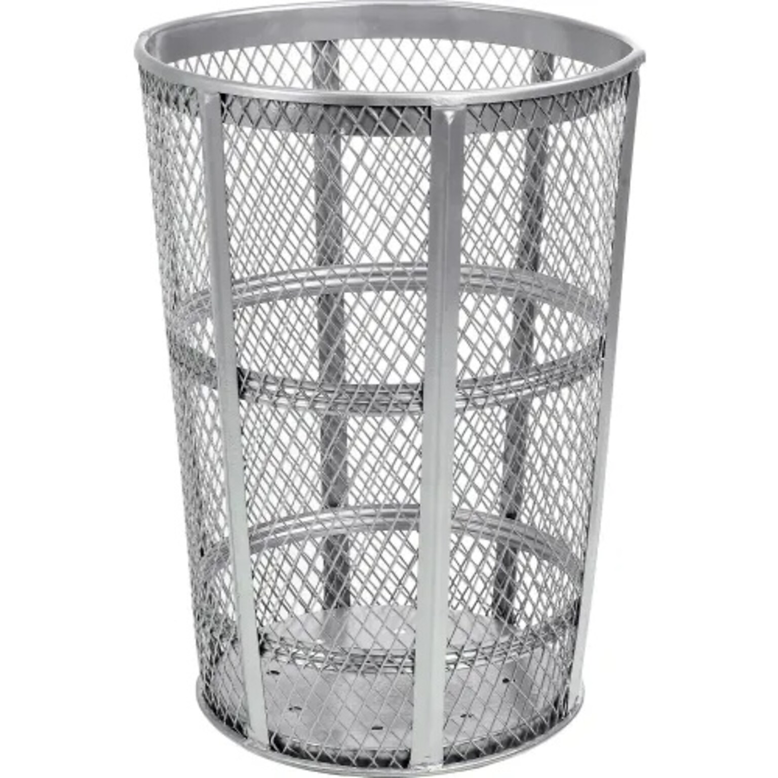 Global Industrial Outdoor Steel Mesh Corrosion-Resistant Trash Can, 48 Gallon, Silver (237633)