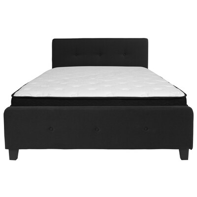 Flash Furniture Tribeca Tufted Upholstered Platform Bed in Black Fabric with Memory Foam Mattress, Queen (HGBMF23)