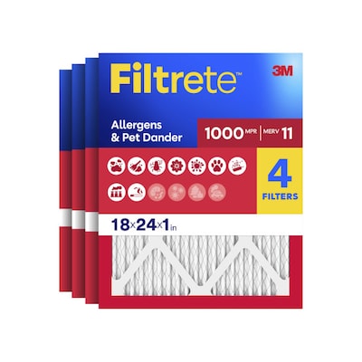 Filtrete Allergen Defense 18 x 24 x 1 Pleated Air Filter, MERV 11, 4/Carton (9821-4CA)