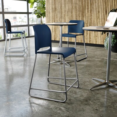 Flash Furniture Hercules Kenai Classic Plastic Stacking Full Back Counter Stools, Navy, 3-Pieces (3RUT239AHCSNV)