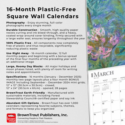2025 BrownTrout Claude Monet 12" x 12" Monthly Square Wall Calendar (9781975477424)