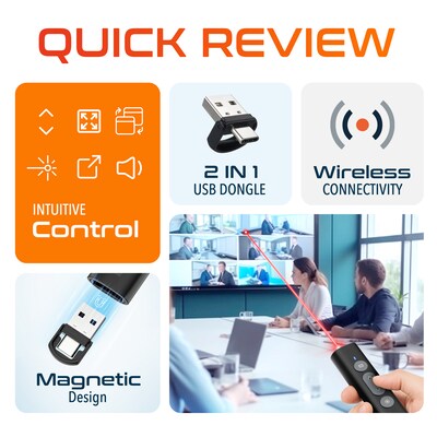 Delton LP21 2.4GHz Wireless Presentation Remote with Laser Pointer, Black (DLP21)
