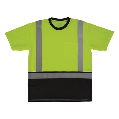 GloWear 8286BK High Visibility Short Sleeve Black Bottom T-Shirt, ANSI Type R Class 2, Lime, 2XL (22166)