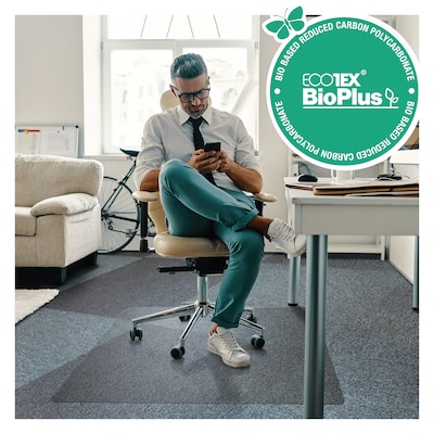 Floortex Ecotex BioPlus Carpet Chair Mat, 35" x 47", Clear Bio Based Polycarbonate (NCCMFLBG0002)