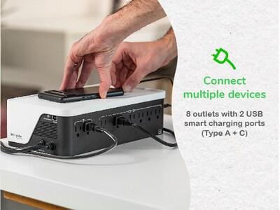 APC UPS Battery Backup, 1050VA UPS with 6 Backup Battery Outlets, USB Type-C, White (BE1050G3)