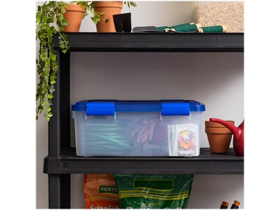 Iris WeatherPro 30.5 Qt. Latch Lid Storage Bin, Clear/Blue (500200)