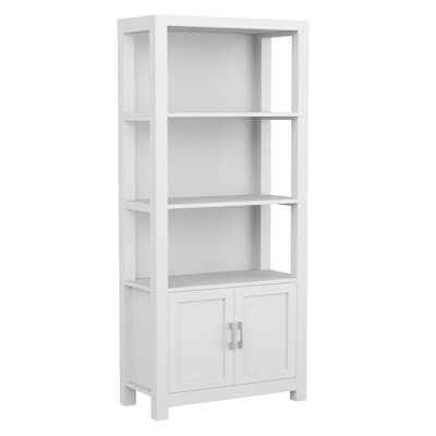 Martha Stewart Hutton 68" 4-Shelf Shaker Style Bookcase w/ Cabinet, Gray Engineered Wood/Brushed Nickel Hardware (ZG053GY)