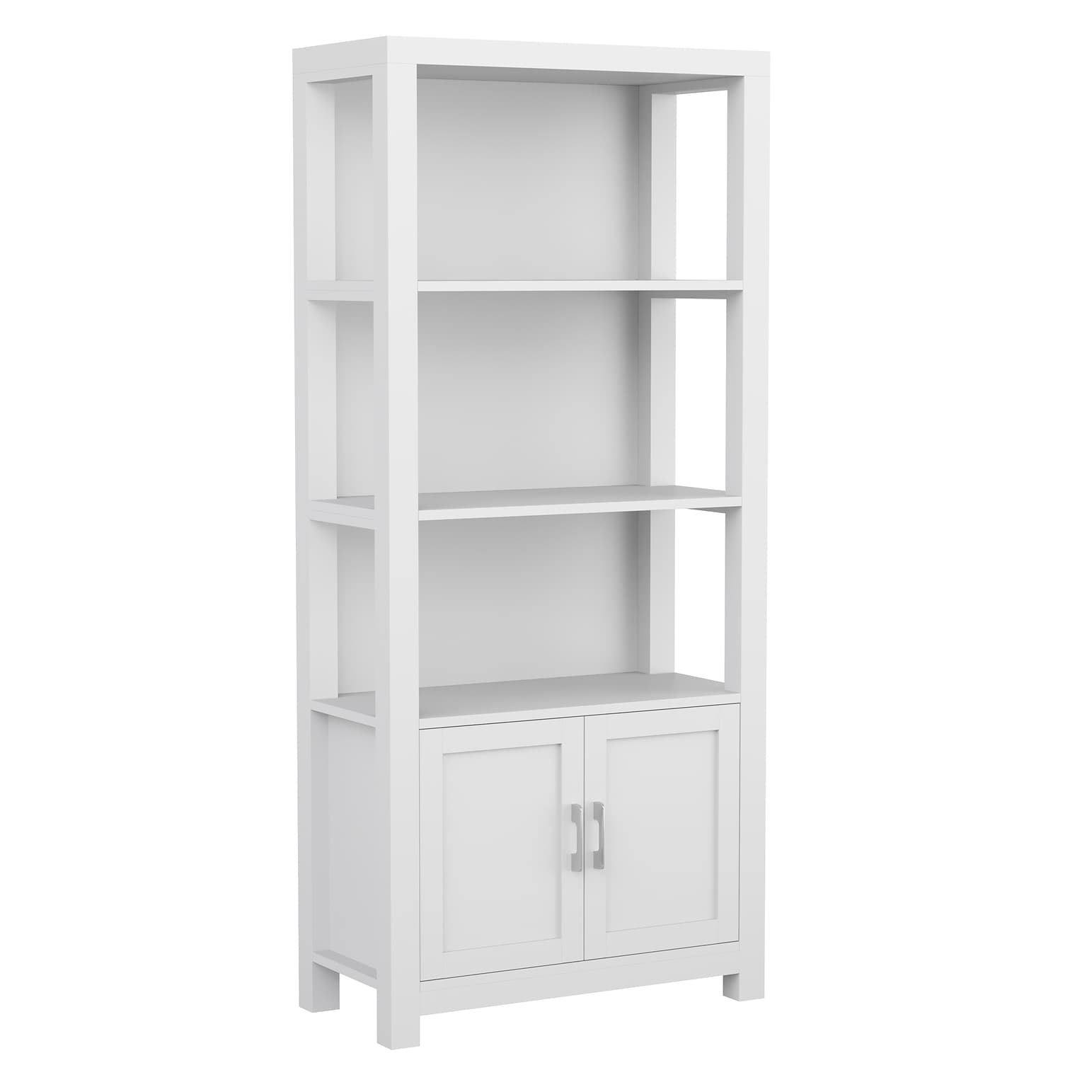 Martha Stewart Hutton 68 4-Shelf Shaker Style Bookcase w/ Cabinet, Gray Engineered Wood/Brushed Nickel Hardware (ZG053GY)