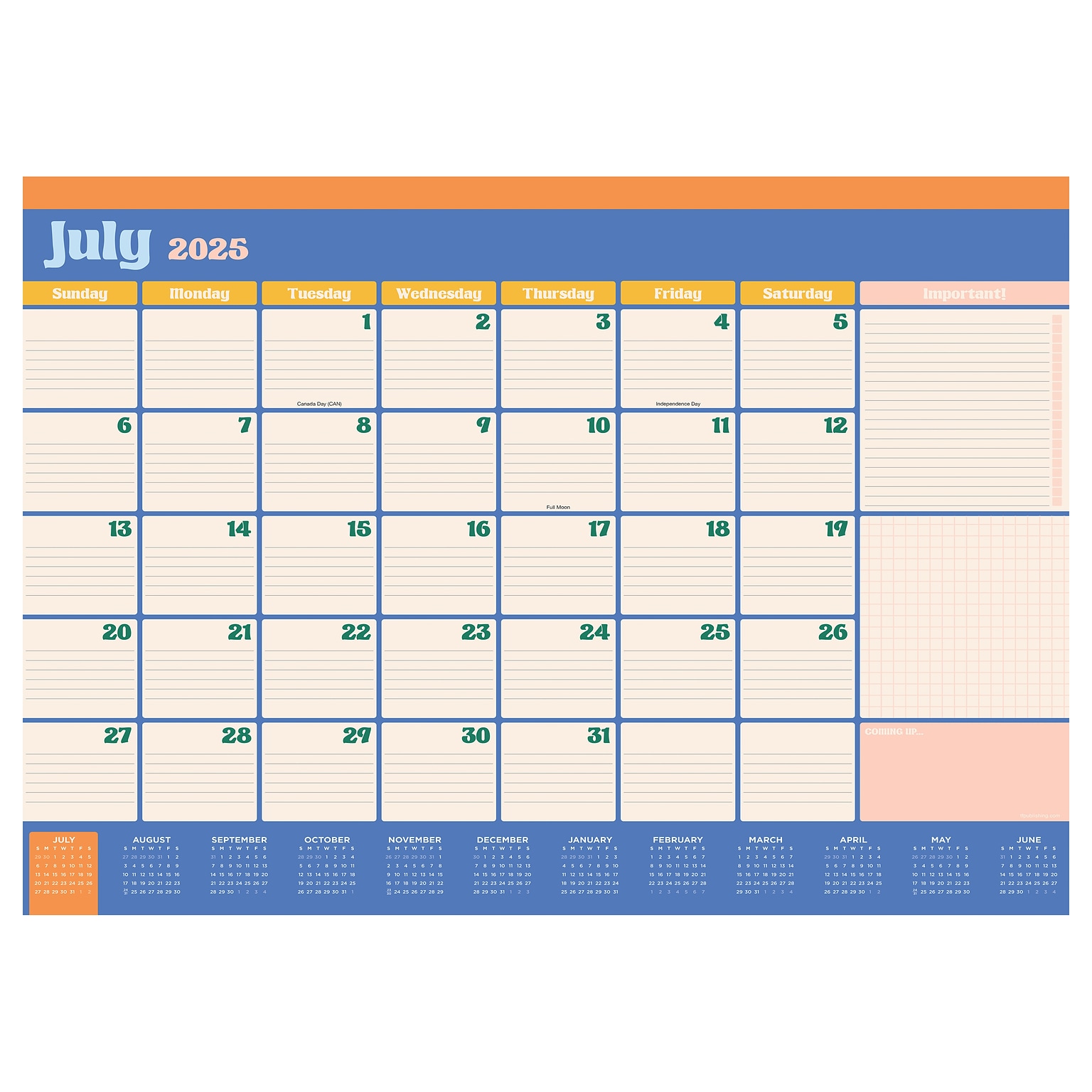 2025-2026 TF Publishing Sherbet 12 x 17 Academic Monthly Blotter Calendar (AY26-8506)