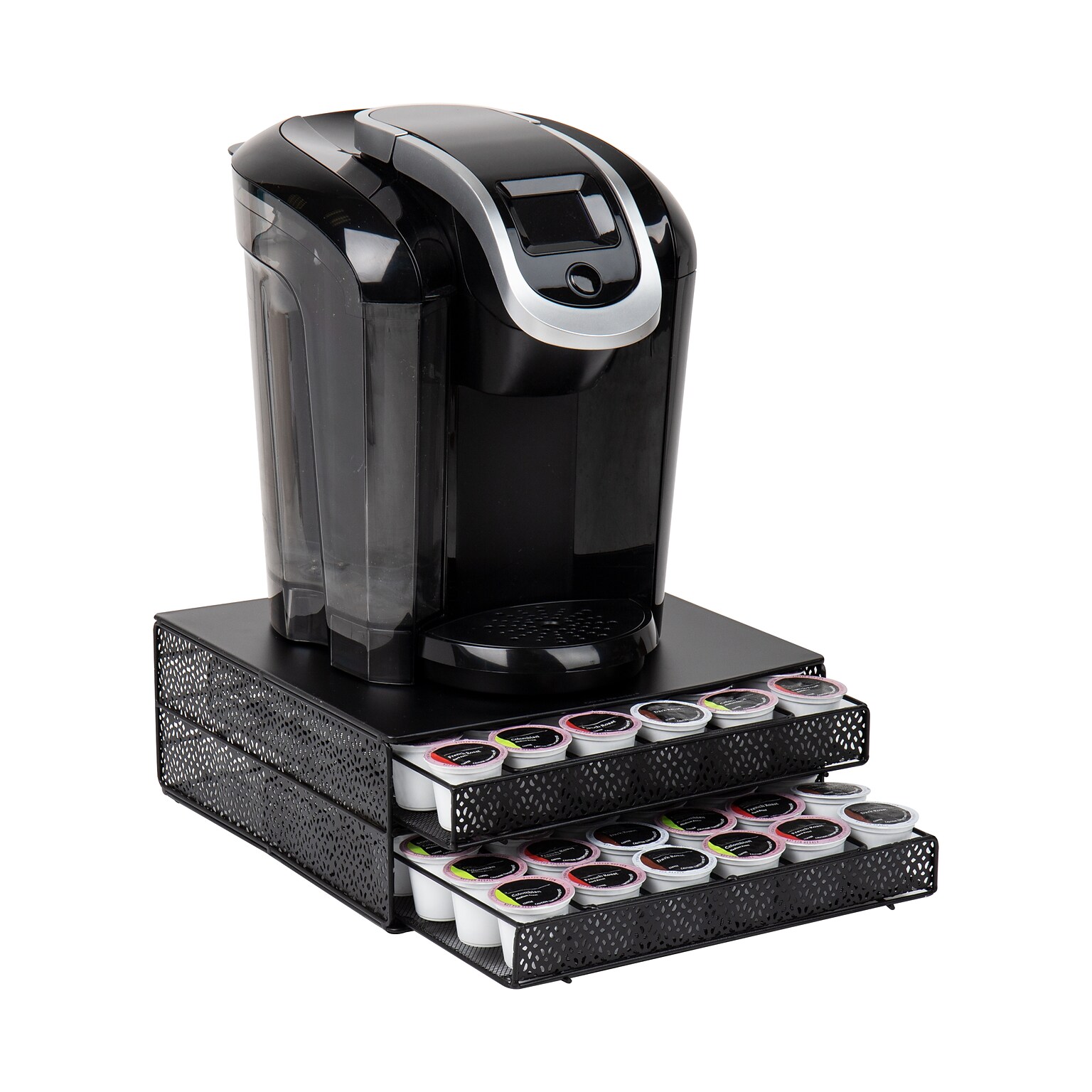 Mind Reader Plastic Coffee Pod Organizer with 2 Drawers, 72 Pod Capacity, Black (DBMTRAY-BLK)