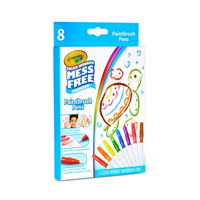 Crayola Color Wonder Paintbrush Pens, Brush/Fine Tip, Assorted Ink, 8/Pack (75-2858)
