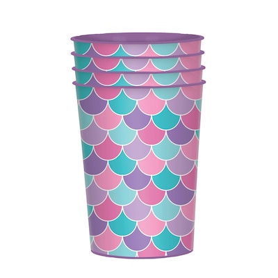 Party City Shimmering Mermaid Favor Cups, 16 oz., 4/Pack (AM4227250)