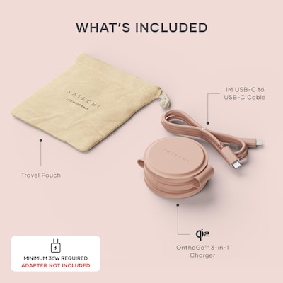 Satechi OntheGo 3-in-1 Wireless Charger, Desert Rose (ST-QTG31R)