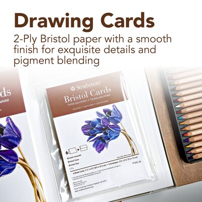 Strathmore 400 Series Bristol Cards & Envelopes, 4.875" x 3.5", White, 6/Pack, 3 Packs/Bundle (STTP10526-3)