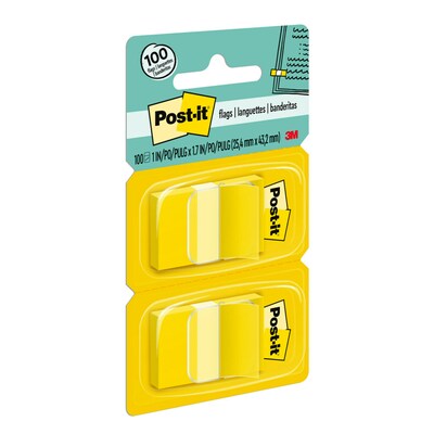 Post-it Flags, .94" Wide, Yellow, 100 Flags/Pack (680-YW2)