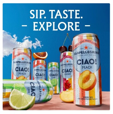 SANPELLEGRINO CIAO! Blood Orange Flavored Sparkling Seltzer Water, 11.15 oz., 6 Cans/Box (0-41508-59704-3)