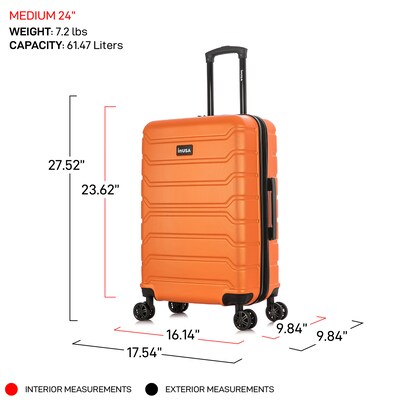 InUSA Trend 24" Hardside Suitcase, 4-Wheeled Spinner, TSA Checkpoint Friendly, Orange (IUTRE00M-ORA)