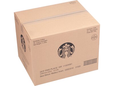 Starbucks Pike Place Decaf Ground Coffee Packet, Medium Roast, 2.5 oz., 72/Carton (SBK11023061CT)
