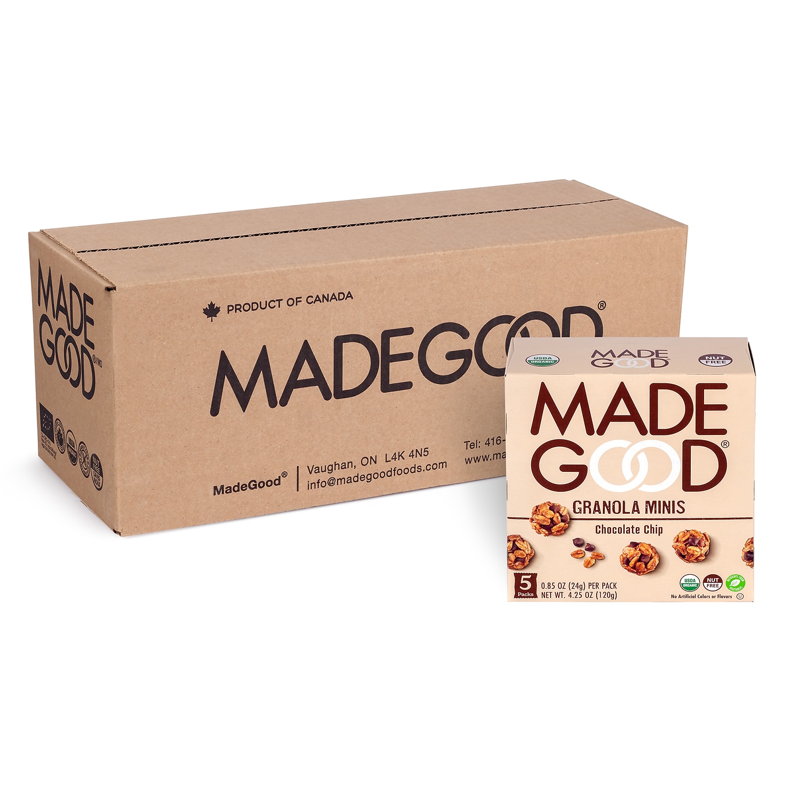 Madegood Chocolate Chip Granola Minis, 0.85 oz., 5/Pack, 6 Packs/Carton (307-00404)
