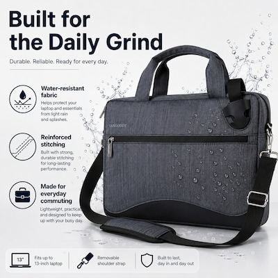 Vangoddy Wave Nylon Messenger Bag, Black (NBKLEA603)