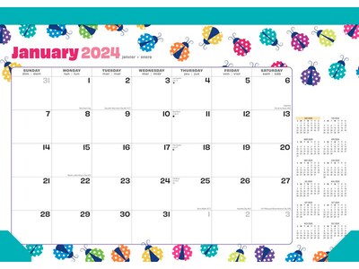 2023-2024 BrownTrout Ladybug Party 15.5 x 11 Academic & Calendar Monthly Desk Pad Calendar (978197