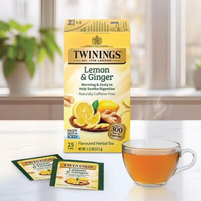 Twinings Lemon & Ginger Herbal Tea Bags, 25/Box (TNA85145)