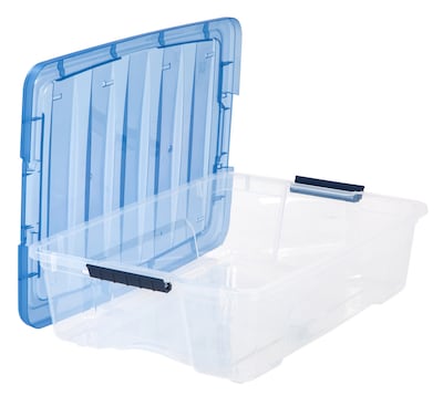 IRIS Stack & Pull 26.9 Qt. Latch Lid Storage Box, Clear (100364)