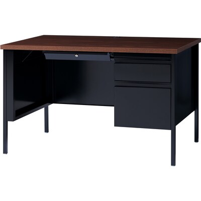 Lorell Fortress Series 46" W Right Single-Pedestal Desk, Brown/Black (LLR66948)