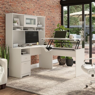 Bush Furniture Cabot 60"W Computer Desk with Drawers, White (WC31960)