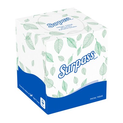 Surpass Cube Facial Tissue, 2-ply, White, 90 Sheets/Box, 36 Boxes/Carton (21320)