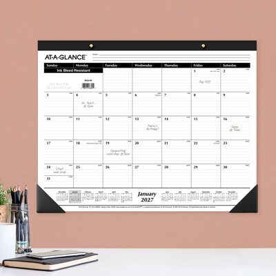 2027 AT-A-GLANCE 21.75" x 17" Monthly Desk Pad Calendar, White/Black (SK24-00-27)
