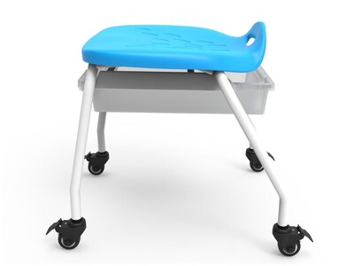 Luxor Plastic/Steel Classroom Stool with Wheels and Storage, Blue/White (MBS-STOOL-1)