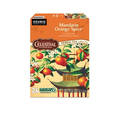 Celestial Seasonings Mandarin Orange Spice Herbal Tea, Keurig® K-Cup® Pods, 24/Box (14735)