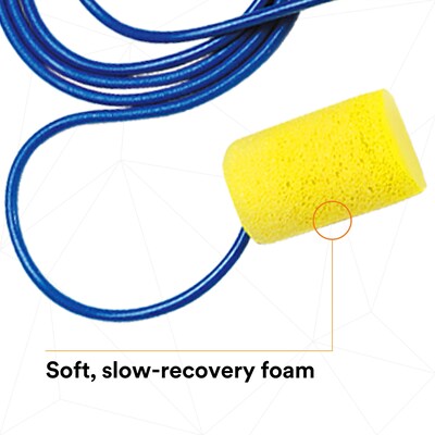 3M E-A-R Classic Corded Earplugs, 29 dB, Blue/Yellow, 200/Box (311-1101)