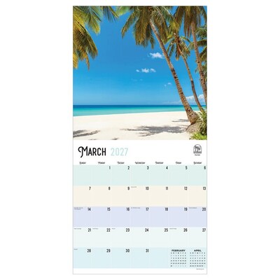 2027 TF Publishing Beaches 12" x 12" Monthly Wall Calendar, Multicolored (27-1057)