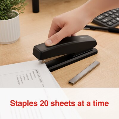 Staples Desktop Stapler, 20-Sheet Capacity, Staples Included, Black (ST63280)