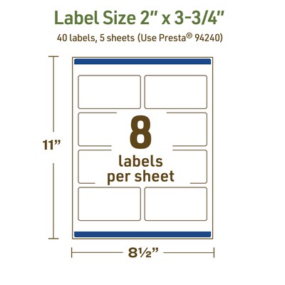 Avery Dissolvable Rectangle Multipurpose Labels, 2" x 3.75", Off-white, 40/Pack (94240)