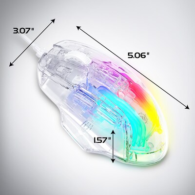 Enhance Theorem 3 Ergonomic Ambidextrous Optical USB Gaming Mouse, Clear (ENTHMS3100WTWS)