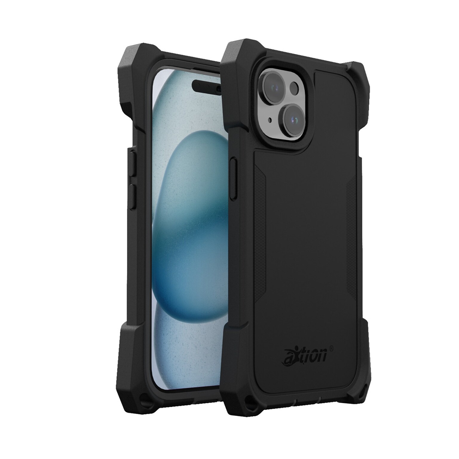 The Joy Factory aXtion Edge MagSafe Phone Case for iPhone 15, Shock Absorbing, Black (CPA310S)