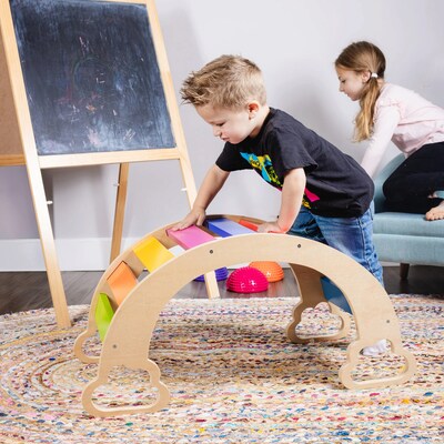 Bintiva Wood Children's Rocker for Toddlers, Multicolored (BNVROKRSTDBT)