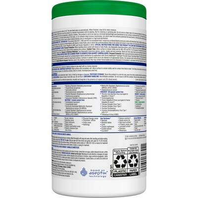 Clorox Healthcare Hydrogen Peroxide Cleaner Disinfectant Wipes, 95 Wipes/Canister (30824)