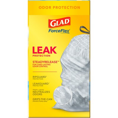Glad ForceFlex Tall Kitchen Drawstring Trash Bags, 13 Gal., Fresh Clean Scent with Febreze Freshness, 80/Box (78899)