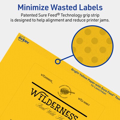 Avery Laser/Inkjet Rectangle Multipurpose Labels, 4" x 5", Bright Yellow, 160/Box (94253)