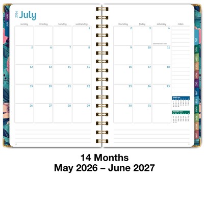 2026-2027 Excello Brands 8" x 5.5" Academic Weekly & Monthly Planner, Paperboard Cover, Teal Floral (FSHN-AY26-58-17)