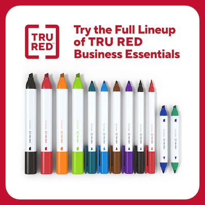 TRU RED™ Pen Dry Erase Markers, Ultra Fine Tip, Black, 12/Pack (TR61438-CC)