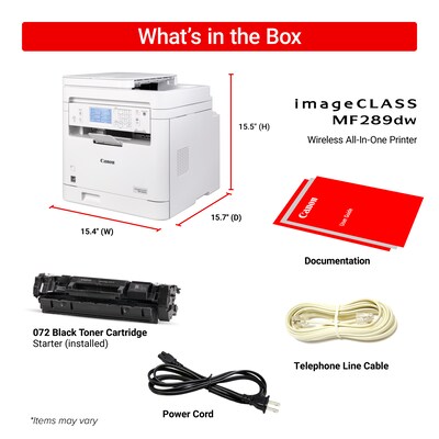Canon MF289dw Wireless Monochrome Laser Printer, All-In-One, Print, Scan, Copy, Fax (6354C005)