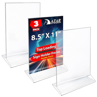 Azar Document Holder, Desktop/Countertop, Top Loading Plastic, 3/Pack (142430-3PK)